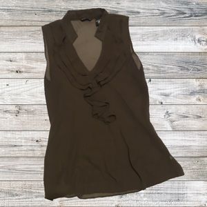 NY&Co Sheer Mocha Sleeveless Top (sz 14)